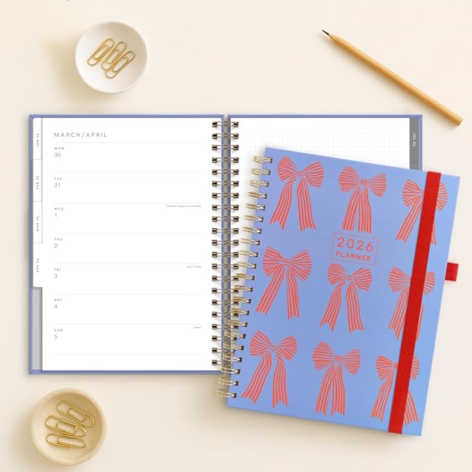 And Per Se 2026 Planner with Pattern, A4 Size-Daily, Weekly & 18-Monthly Planner, Daily Schedule, Monthly Tabs, 100 GSM Thick Paper(Bowknot Pattern)