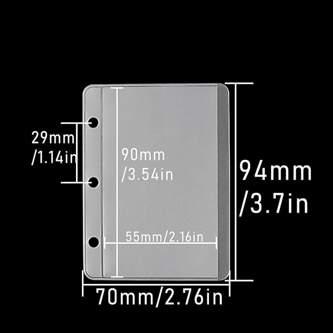 NatSumeBasics 24 Mini Binder Pockets Zipless A9 Binder Inserts 2" x 3.5" Frost PVC Sheet Card Protectors for Cash Binder Photos Cards Bills Organize (Mini 24pcs)
