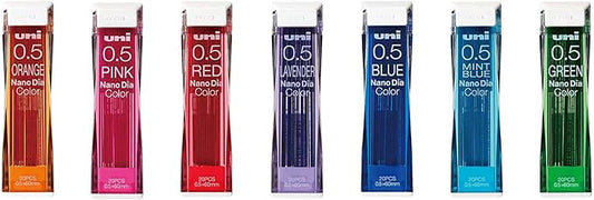 Uni NanoDia Color Mechanical Pencil Leads 0.5mm 7 Color Set, 7 Pack/total 140 Leads