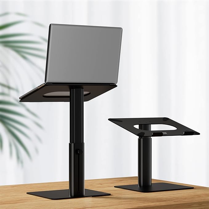 BESIGN LSX6 Computer Holder Stand, Ergonomic Adjustable Notebook Riser for Standing Work, Compatible with Air, Pro, Dell, HP, Lenovo More 10-14" Laptops, Black