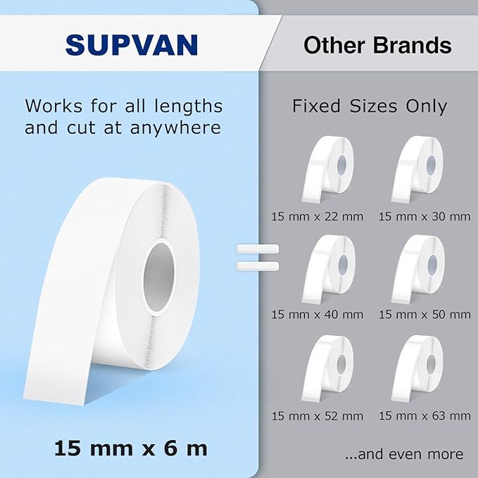 SUPVAN E10 Bluetooth Label Maker Machine with Tape, Continuous Waterproof Label, Versatile App with 35 Fonts and 1k+ Icons, Label Printer for Home, Kitchen, School, Office Organization, Green