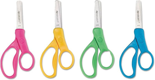 Westcott 13130 Right- and Left-Handed Scissors, Kids' Scissors, Back to School, Classroom Supplies, Ages 4-8, 5-Inch Blunt Tip, Assorted