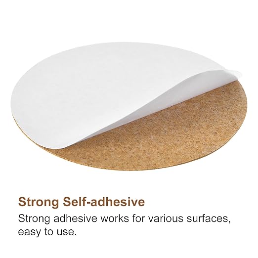 UXCELL 100 Pcs Self-Adhesive Cork Round, 3.75" x 3.75" Cork Tiles Backing Sheets for DIY Crafts, Brown