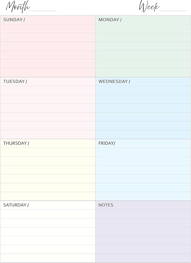 Undated Weekly Planner Inserts, Fits 9 Disc Medium Size Planners Calendar Refills Weekly Calendar Inserts, Undated Weekly Planner (9 Disc Classic)