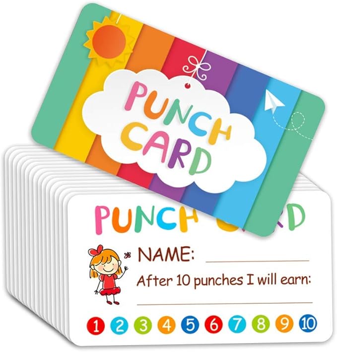 Punch Card, 100pcs Reward Incentive Card for Teacher, Behavior Chart for Kids, Homeschool Classroom Supplies for Motivation