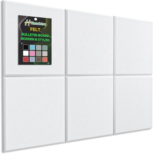 Hsurbtra Cork Board for Wall 24 x 18 Inch, 6 Pack Felt Bulletin Notice Board with Pushpins for Office Home School Farmhouse Wall Decor, White