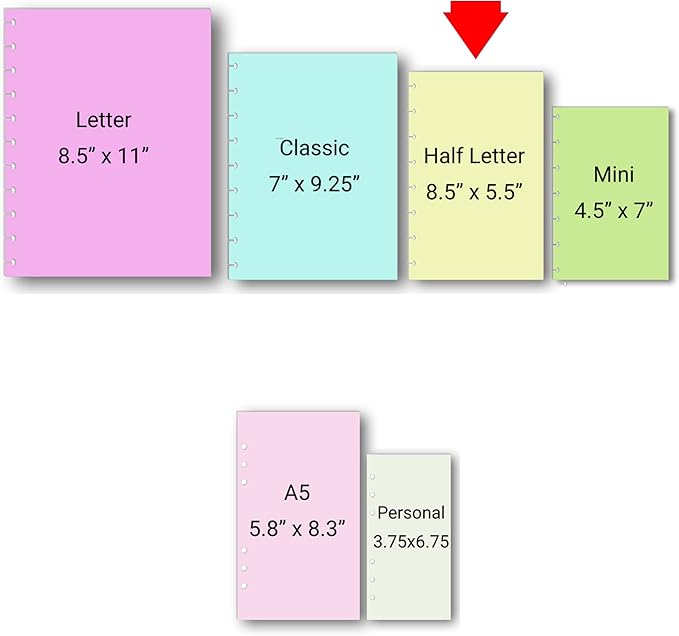 Undated Weekly Planner Inserts, Fits 8-Disc Junior/Half Letter Size Discbound Planers Calendar Refills Weekly Calendar Inserts, Undated Weekly Planner (8 Disc Half Letter)