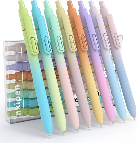 inkipen- 8 Pack Pens, Gel pens Black Ink, Fine Point(0.5mm),Quick-Drying Smooth Writing,School and Office Supplies