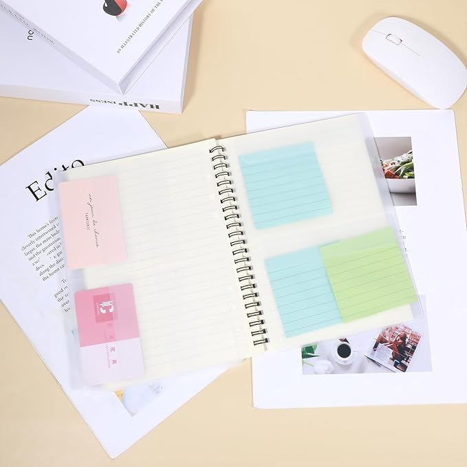 A5 Binder Pockets, 12Pcs A5 Size 6 Holes Binder Inserts, Waterproof Inserts Sleeves Premium Clear Binder Zipper Folders Document Filing Bags for 6-Ring Notebook Binder Loose Leaf Bags, Clear