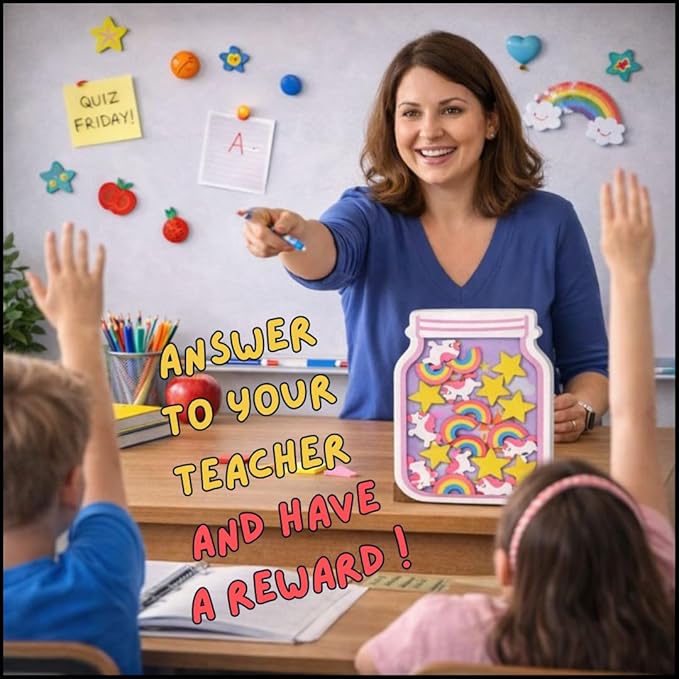 Reward Jar for Kids – Habit Tracker & Positive Behavior System with Reusable Tokens – Visual Chore & Motivation Tool (Unicorn)
