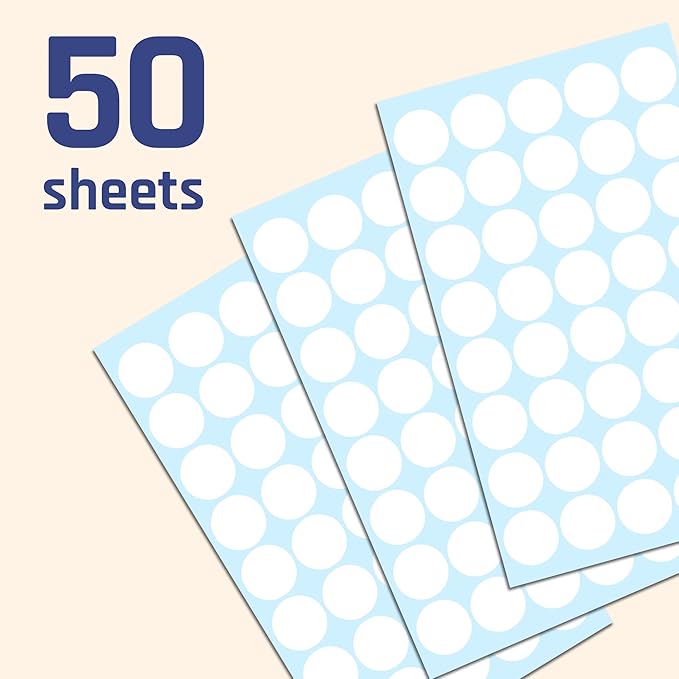 2000 Pack, 3/4" Round Colored Dot Stickers Circle Labels - White