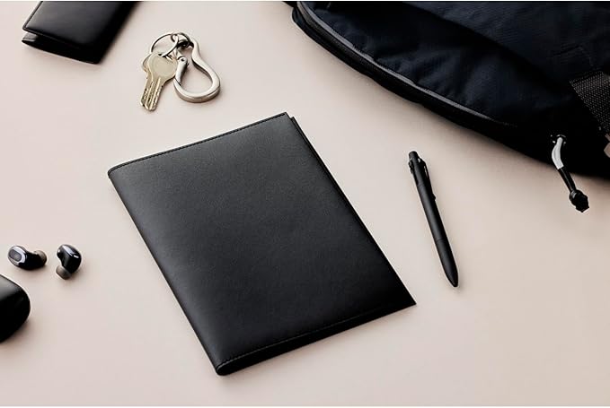 Maruman MNEMOSYNE Soft Cover Notepad Holder with 50-sheet notepad, 8.93 x 6.57 Inches (A5), 8mm-ruled, Black, 1 ea. (PH169)