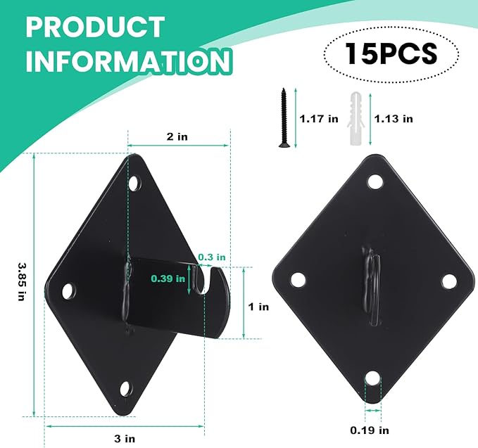 15 Pcs Gridwall Mount Brackets with Screws,Metal Grid Panel Wall Mount Bracket,Grid Wall Accessory for Grid Panels Warehouse Office Cloakroom Retail Display Wall