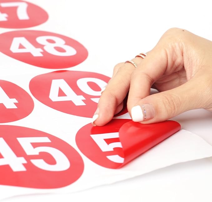 NAVADEAL 2" & 3” Round Number 1-50 Adhesive Stickers in Blue, Red, Black, Green - Inventory Storage Labels, Great for Marking Bins or Toolbox for Daily Use in School, Office, Workshop