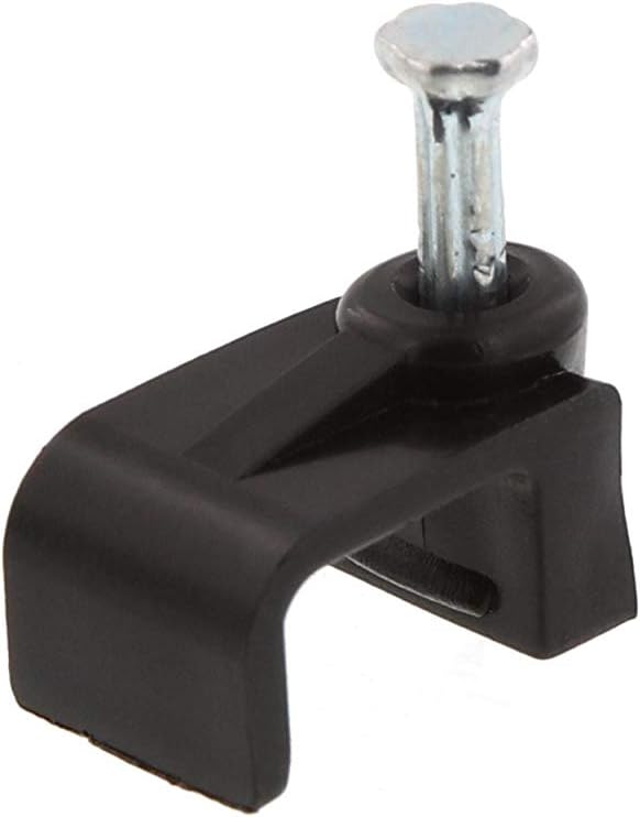 Secure 8.5mm Black Flat Nail Cable Clip for Coax, Ethernet, and Telephone Cable Management - 100 Pack