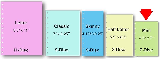Horizontal Habit Tracker Inserts for 7, 9, 11 Disc | Mini, Classic, Skinny, Big, Letter, Junior Size Planners | Color or Black & White | Monthly Habit Log (Color, 7-Disc Mini)