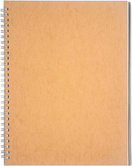 DSTELIN 10 inch x 7.5 inch, 100GSM, Blank Spiral Notebook, 1-Pack, Soft Cover, Sketch book, 100 Pages / 50 Sheets, with writing backboard, (Brown)
