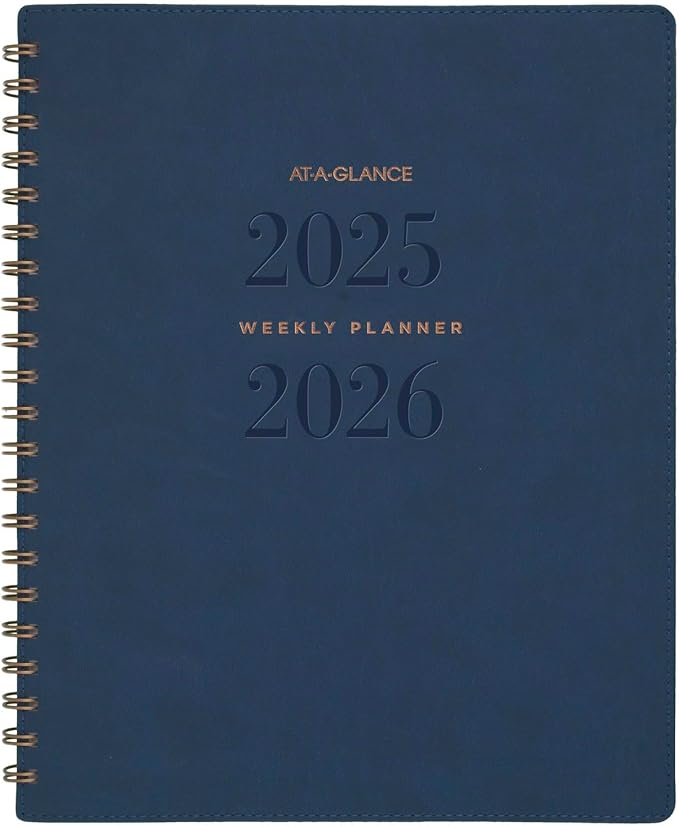 AT-A-GLANCE Planner 2025-2026 Academic, Weekly & Monthly, 8-1/2" x 11", Large, Monthly Tabs, Flexible Cover, Signature Collection, Navy (YP905A20)