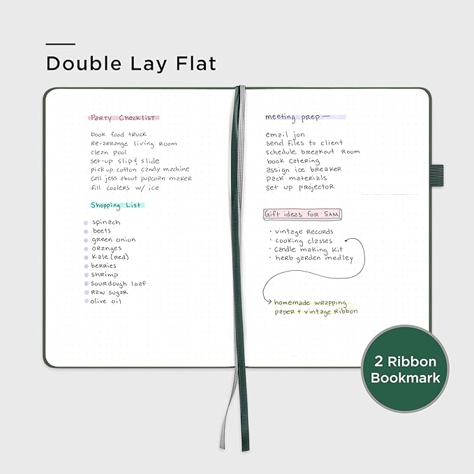 &And Per Se Bullet Dotted Journal, A5 Hardcover Aesthetic Notebook – 160 Pages 100gsm Thick Dot Grid Paper, 3 Sticker Sheets – Gift-Ready Journaling Kit for Women (Dark Green)