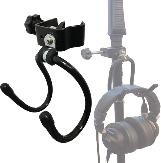 Pmsanzay Universal Hanger Stand, Black Metal with Rubber Pads, Fits 0.4" to 1.5" Tubing, Suitable for Headphones, Tambourines, Cords, etc.