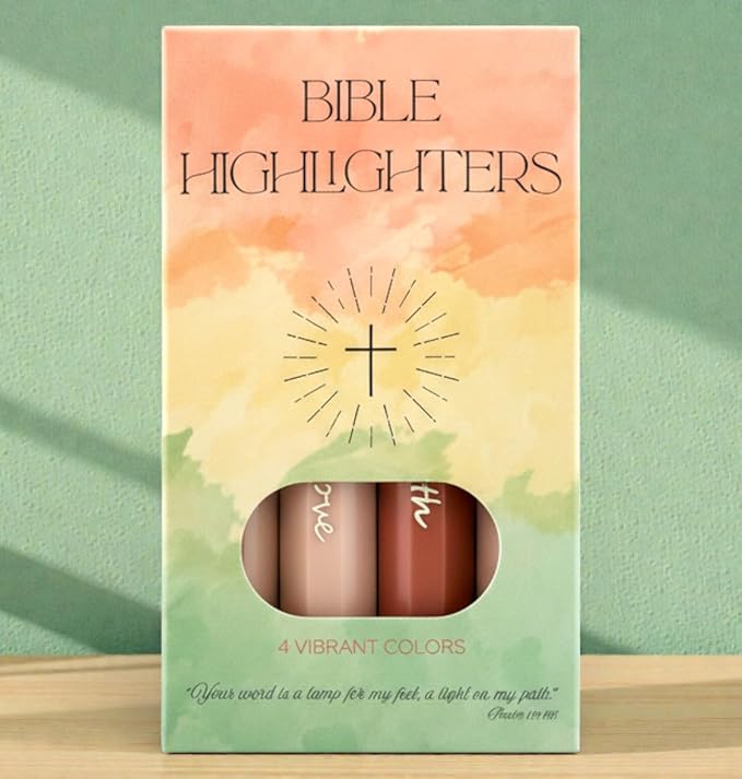 Sixhaven Bible Highlighters No Bleed - Pink - Pastel Highlighters Set of 4 - Chisel Tip Highlighter for Bible Study Supplies - Hope Faith Grace Love Markers - Journaling Supplies for Women & Men