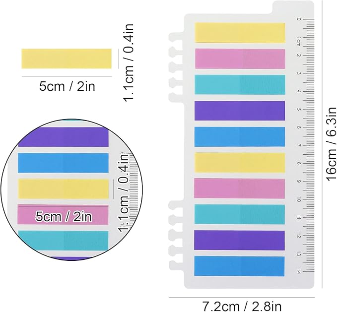 MultiBey Multi-Coloured Transparent Sticky Tabs, 2400 Pcs Adhesive PET Page Flags & Book Tabs - Writable Annotation Labels for Books, Notebooks, Office Files, Study & Organization Supplies