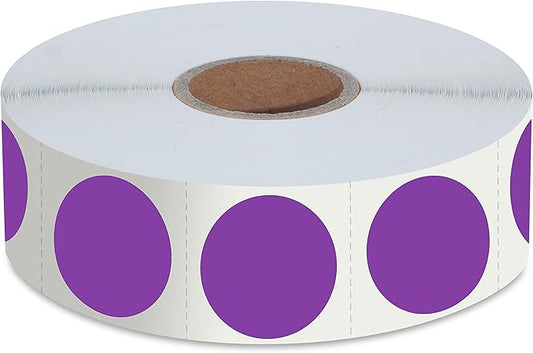 1500 PCS Purple Round Color Coding Circle Dots Inventory Stickers Labels with Perforation Line in Roll (Each Measures 1" in Diameter)