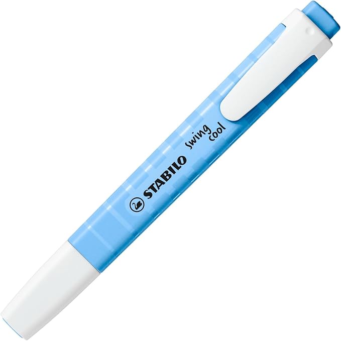 STABILO Highlighter swing cool Pastel - Pack of 8 - Assorted Colors, Portable, Clip Closure, Office + School Supplies