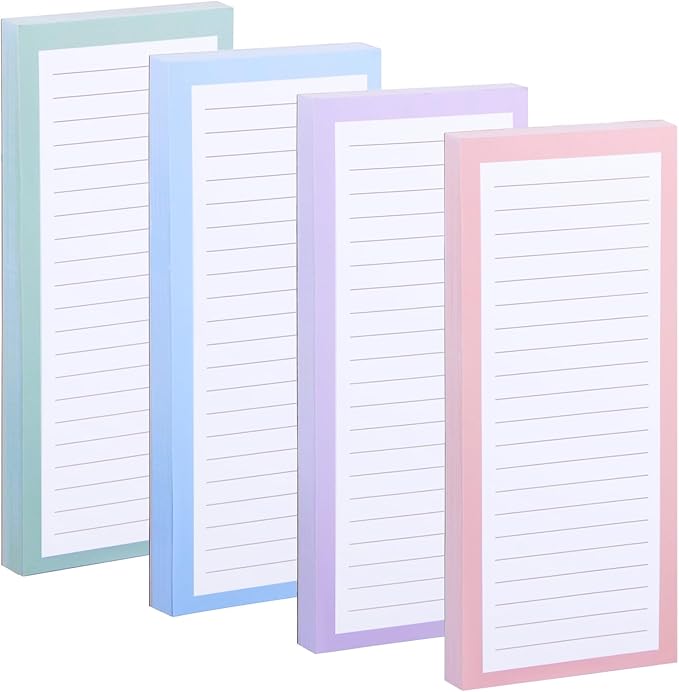 4 Pack Magnetic Notepads for Refrigerator,Grocery List Large Magnet Pad for Fridge,Full Magnet Design Magnetic Memo Pads for Grocery List, Shopping List (Simple style, 4 Pack)