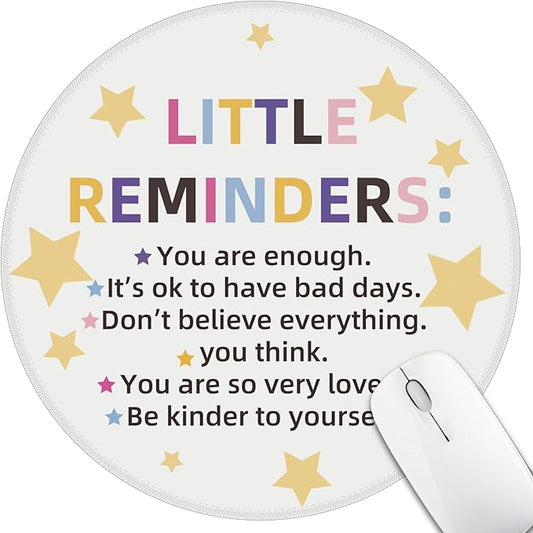 Inspirational Quote Mouse Pad for Desk, Star White Small Cute Mousepad with Non-Slip Base, Round Mouse Pads for Laptop Gaming, Computer Mouse Mat for Desk Accessories Office Decor Supplies