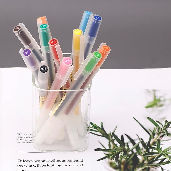 0.5mm Gel Pen Fine Point Colorful Pens for Journaling,12 Color Journal Pens Smooth Writing Colored Pens,Assorted Colors, Pack of 12