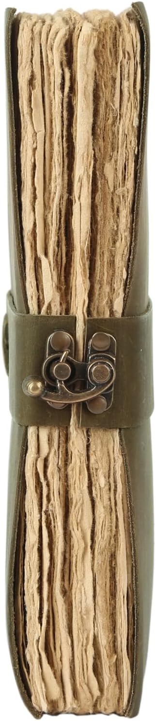 Vintage Leather Journal Handmade Buffalo Deckle Edge Paper – Leather Bound Journal for Women Men Vintage C-Lock Closure Ideal for Writing & Travel for Artists