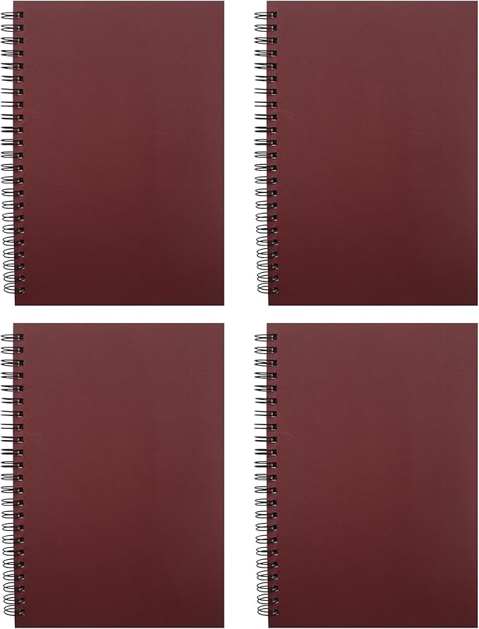 YYaaloa 4-Pack A5 Lined Sketch Book Soft Cover Spiral Notebooks Journals 120 Pages 5.7" x 8.3" Cream colored paper (A5 Lined Red 4pcs)
