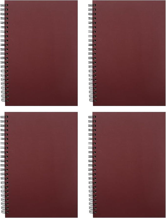 YYaaloa 4-Pack A5 Lined Sketch Book Soft Cover Spiral Notebooks Journals 120 Pages 5.7" x 8.3" Cream colored paper (A5 Lined Red 4pcs)