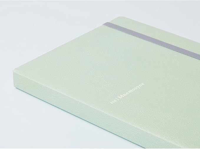 Maruman Mnemosyne Dot Grid Journal- A5, 8.5" x 6.02", 120 Sheets / 240 Pages, 5mm Doted Notebook, Book-bound With Premium Mint Green Hardcover, Includes Bookmark & Elastic Closure, Made in Japan