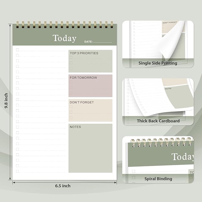 Weekly To Do List Notepad, Undated Planner with 52 Sheets (6.5''x8.9''), Desk Weekly Planner for Women & Man, Home School & Work (Pack of 2)