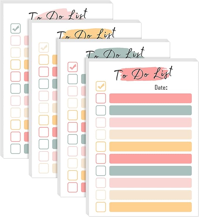 4 Packs to Do List Notepad, 200 Sheets Daily to Do List Sticky Notes 4x6Inches Memo Pad Pastel Candy Color Portable Planner for Coworkers Funny Office Gifts