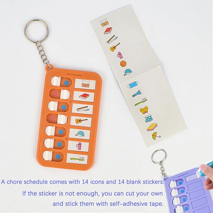 Chore Planning Chart Key Chains 3 Pcs Chore Schedule Key Rings Daily Weekly Memo Checklist Boards for Kids Adults Habit and Behavior Planner Tracker