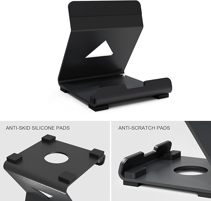 Tablet Desktop Stand Compatible with ROG Ally X/PlayStation Portal/Steam Deck,Desktop Handheld Game Console Holder with Anti-Slip Silicone Pad (Black)
