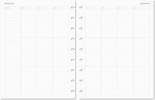 Discagenda Planner Insert Refills Discbound 120gsm 80lb (Weekly Vertical, HP Classic (7 x 9.25in))