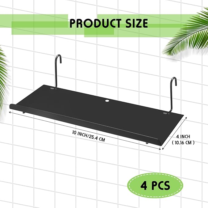 Pinkunn 4 Pcs Gridwall Shelf Metal Hanging Shelf Wall Grid Accessories for Panel Wall Accessories Metal Display Hanging Hooks for Home Show Retail Store Craft(9.8 x 3.4 Inch)
