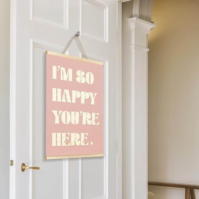 TAEDIN Boho Classroom Wall Art Poster Hanger Frame - Pink Nursery Wall Art with Wood Frames, Inspirational Wall Hanging Decor for Baby Kids Room School Home Bedroom, 12x16 Inches