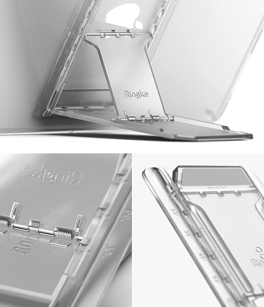 Ringke Outstanding Universal Tablet Stand Spring-Action Adjustable Slim Thin Kickstand Multi Angle Adhesive Holder for iPad, Android Tablets, E-Reader, and More - Clear Mist
