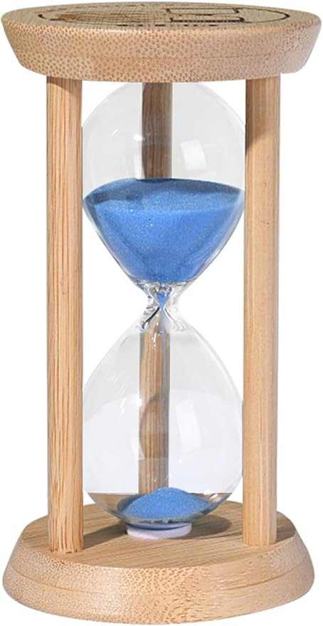 SuLiao Wooden Sand Timer 1 Minute Hourglass, Beech Sand Clock, Blue Small 1 Min Timer, Reloj De Arena Hour Glass Sandglass for Home Office Decorative Game Classroom