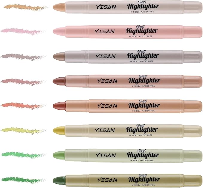 YISAN Bible Highlighter,Dry Highlighter,No Bleed Marker Pens, 8 Earthy Colors,70658