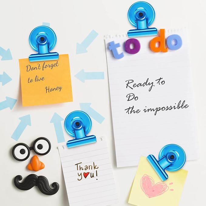 8 Pack Refrigerator Magnets Fridge Magnets Magnetic Clips Perfect for Refrigerator Whiteboard Magnets Photo Displays Home School Use Heavy Duty Magnetic Clips (Blue)