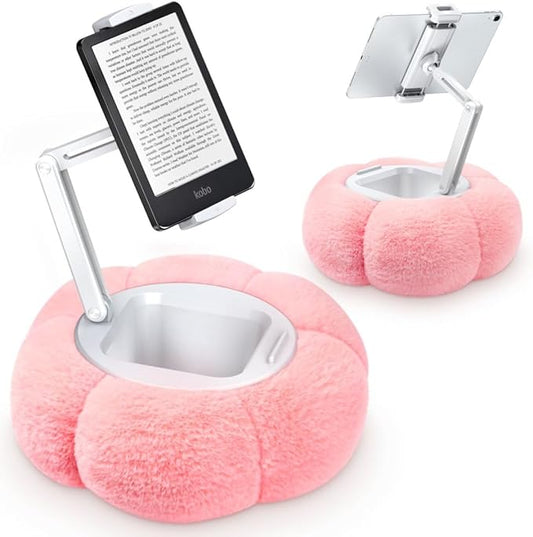 CreaDream Pumpkin Tablet Pillow Stand Holder for Kindle iPad, Adjustable Phone Pillow Stand for Lap Bed with Detachable Snack Bowl, Compatible with 4.7"-13" Tablet, iPad, iPhone, Samsung Tabs, Kindle