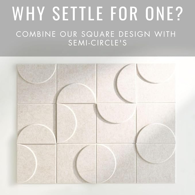 Large Bulletin Board Kit 48x36- Minimalist Wall Art to Replace Your Old Cork Boards for Walls for Office Decor - 24-Pack Semi-Circle Felt Wall Tiles for Home Office Décor (Limestone)