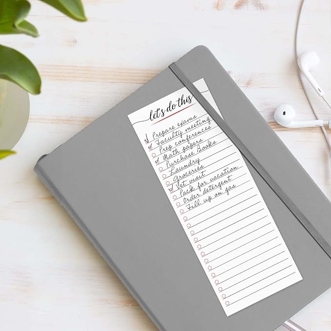 Motivational Sticky Note Checklist Assortment/Set of 3 Black and Red to Do Note Pads / 3" x 8" Empowering Task Trackers / 50 Sheets Per Pad/Made in USA