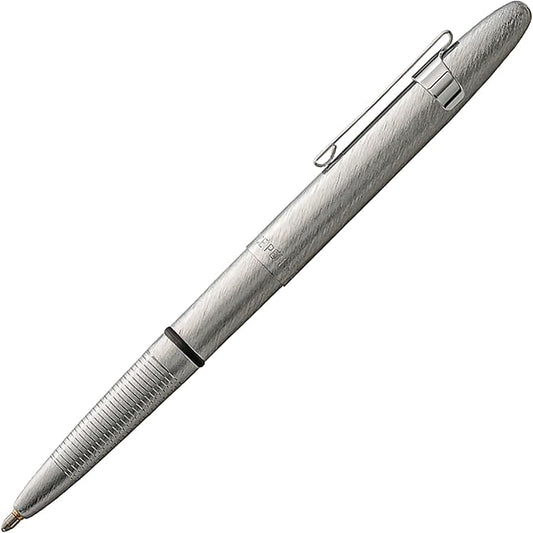 Fisher Space Pen Bullet Space Pen, Brushed Chrome Pressurized Ballpoint Pen, Compact Size, Writes Upside Down, Extreme Temperatures, Smooth Black Ink, Medium Point, Pocket Clip, Gift Box, Made in USA